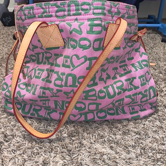 Dooney & Bourke Pink and Green Satchel Bag - Picture 2 of 5